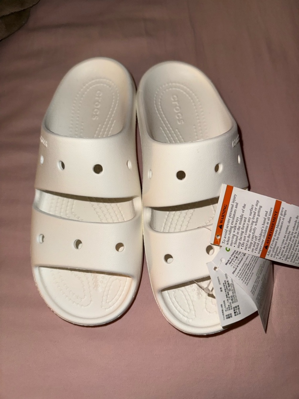 CROCS Kids' White Double-Strap Slide Sandals